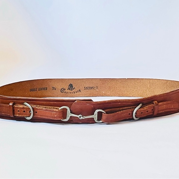 Canterbury Accessories - Vintage Double Buckle Rare Leather Belt Brown Western Cowboy Leather Belt - 34